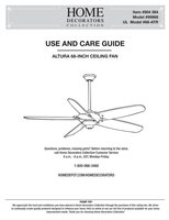 Home Decorators Collection Altura 68 inch Ceiling Fan Ceiling Fan Operating Manual